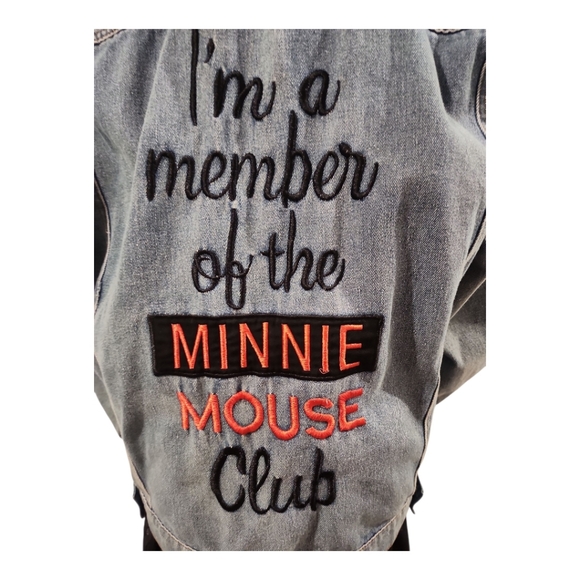 DISNEY Member Of The Minnie Mouse Club Denim Jacket Women Large Faded Embroider - Picture 11 of 12